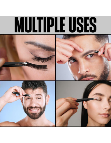 Juego de 4 Pinzas de Cejas OCBA Acero Inoxidable Negro