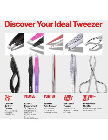 Pinzas de Punta Inclinada Revlon Diamond - Acero Inoxidable Rosa