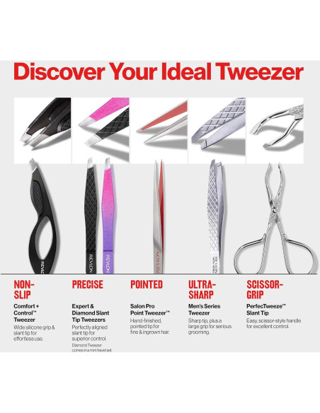 Pinzas de Punta Inclinada Revlon Diamond - Acero Inoxidable Rosa