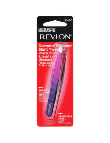 Pinzas de Punta Inclinada Revlon Diamond - Acero Inoxidable Rosa