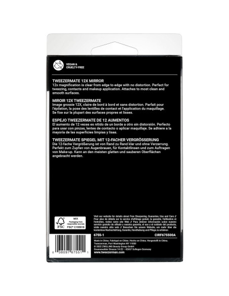 Espejo de Aumento 12x Tweezerman Negro para Cuidado Facial Espejo de Aumento 12x Tweezerman Negro para Cuidado Facial