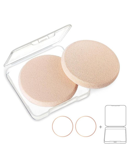 Esponjas de Maquillaje Redondas OWLFAVO 2 Pcs con Estuche