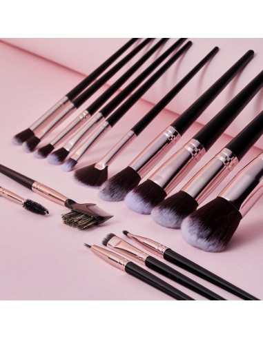 Juego de Brochas de Maquillaje Profesional Brusherina 15 Piezas