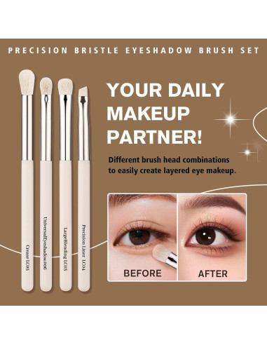 Juego de Pinceles para Sombras de Ojos LOCKCUTE - 4 Piezas