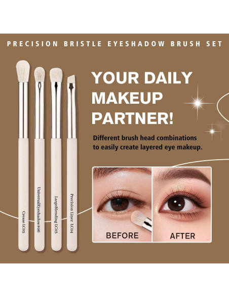 Juego de Pinceles para Sombras de Ojos LOCKCUTE - 4 Piezas