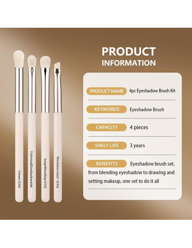 Juego de Pinceles para Sombras de Ojos LOCKCUTE - 4 Piezas