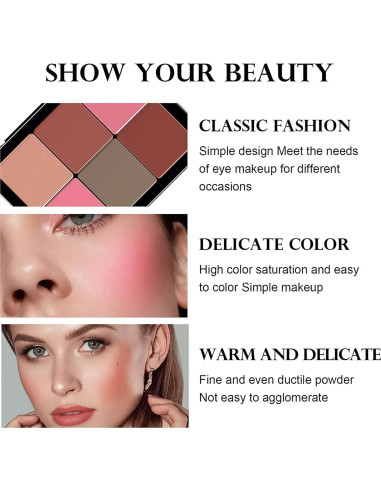 Paleta de Rubor SURORAIN 12 Colores Mate Larga Duración