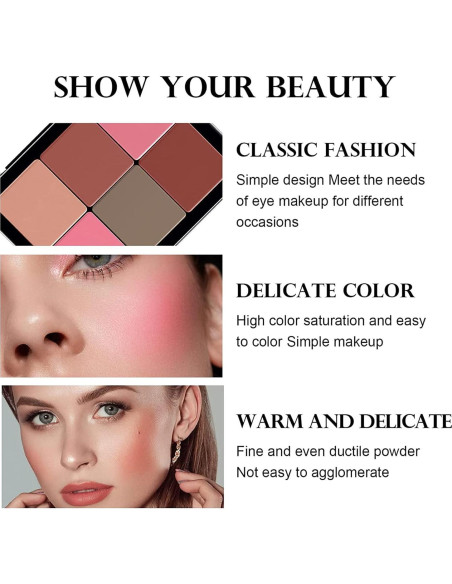 Paleta de Rubor SURORAIN 12 Colores Mate Larga Duración