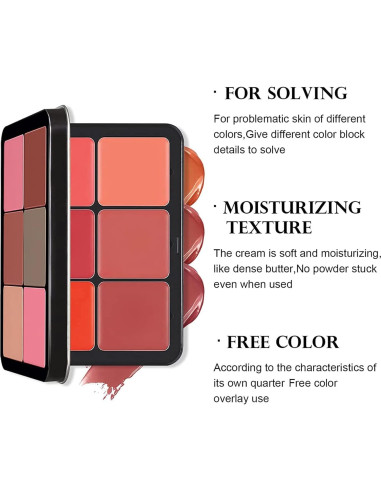 Paleta de Rubor SURORAIN 12 Colores Mate Larga Duración