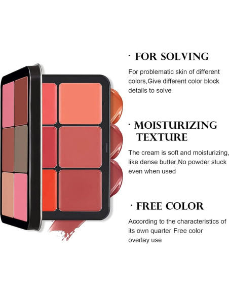 Paleta de Rubor SURORAIN 12 Colores Mate Larga Duración