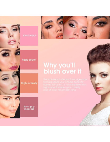 Paleta de Rubor SURORAIN 12 Colores Mate Larga Duración