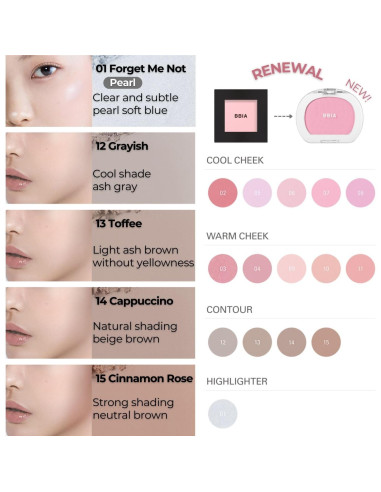 Rubor BBIA 15 Colores 3.98g - Mate y Iluminador Lavanda