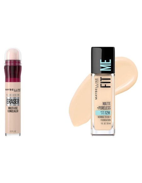 Paquete Maybelline Corrector de Ojeras + Base Fit Me Beige Claro Paquete Maybelline Corrector de Ojeras + Base Fit Me Beige Claro
