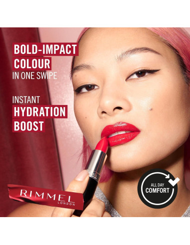 Labial Larga Duración Rimmel London Burdeos Escarchado 3.98g