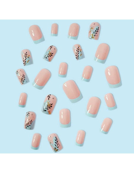 24 Uñas Falsas Cuadradas Brillantes Foccna - Manicura Rápida