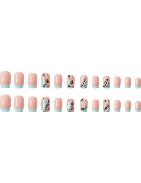 24 Uñas Falsas Cuadradas Brillantes Foccna - Manicura Rápida