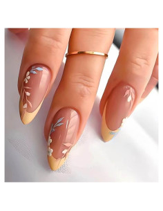 Uñas Postizas Almendras RikView Amarillas Brillantes 24 PCS