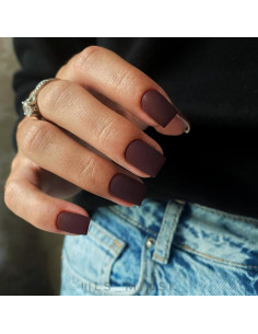 Uñas Postizas Cortas Cuadradas KQueenest Marrón Mate 24 Pzas 2