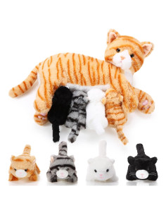 Peluches de Gato Skylety con Mamá y 4 Gatitos 40 cm