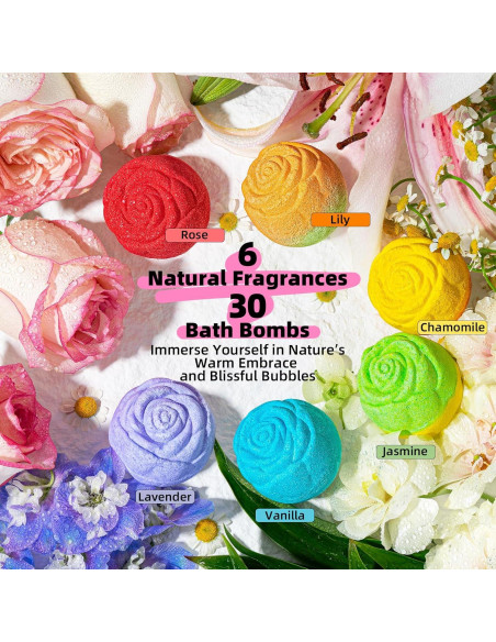 30 Bombas de Baño Rosa SudsyRoar - Aromas Naturales Relajantes