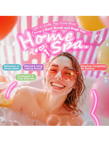 30 Bombas de Baño Rosa SudsyRoar - Aromas Naturales Relajantes