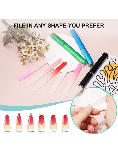 Lima de Uñas de Vidrio Harfington 280 Grit Doble Lado Profesional