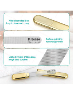 Lima de Uñas de Vidrio MiDenso con Estuche - Oro y Rosa 2