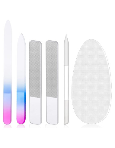 Juego de Lima de Uñas de Vidrio Zhehao 6 Piezas Azul Púrpura