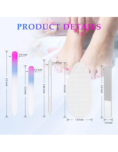 Juego de Lima de Uñas de Vidrio Zhehao 6 Piezas Azul Púrpura