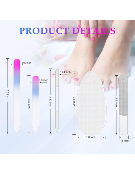 Juego de Lima de Uñas de Vidrio Zhehao 6 Piezas Azul Púrpura