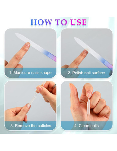 Juego de Lima de Uñas de Vidrio Zhehao 6 Piezas Azul Púrpura