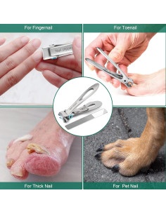 Cortauñas SZHLUX Ultra Ancha Acero Inoxidable para Uñas Gruesas 2