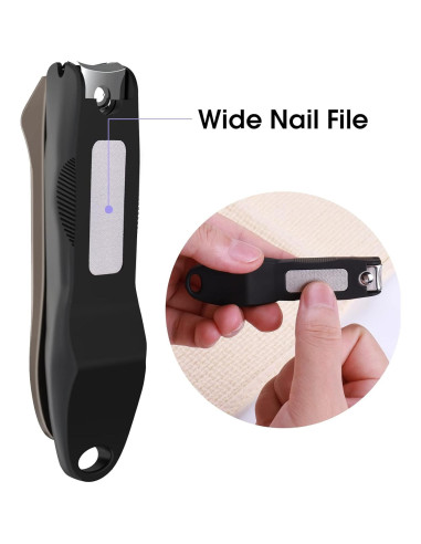 Cortauñas GLAMFIELDS 3 en 1 con Recolector y Lima - Negro