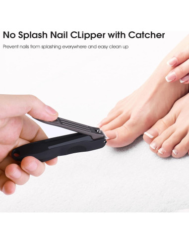 Cortauñas GLAMFIELDS 3 en 1 con Recolector y Lima - Negro