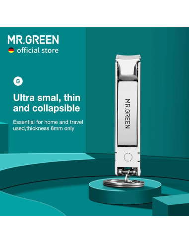 Cortauñas Plegable MR.GREEN de Acero Inoxidable con Lima