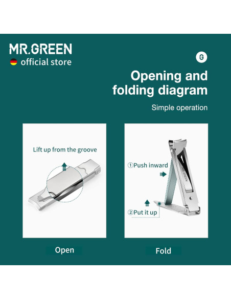 Cortauñas Plegable MR.GREEN de Acero Inoxidable con Lima Cortauñas Plegable MR.GREEN de Acero Inoxidable con Lima