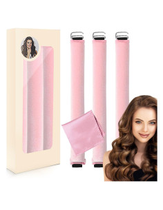 Juego de Rulos Sin Calor Deacocal Rosa 3 Pcs para Dormir