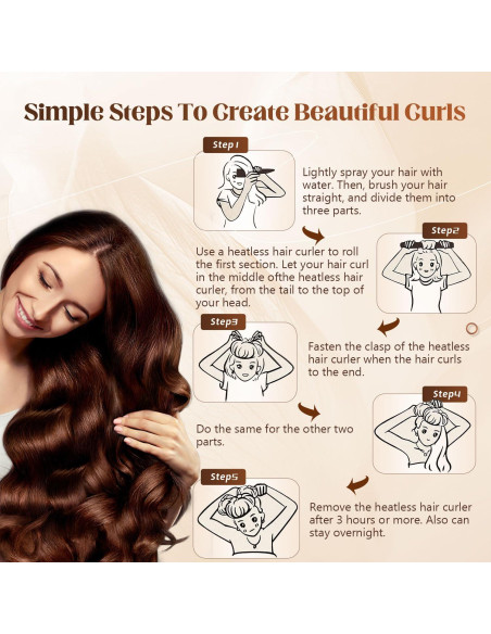 Juego de Rulos Sin Calor Deacocal Rosa 3 Pcs para Dormir