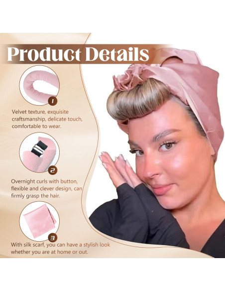 Juego de Rulos Sin Calor Deacocal Rosa 3 Pcs para Dormir