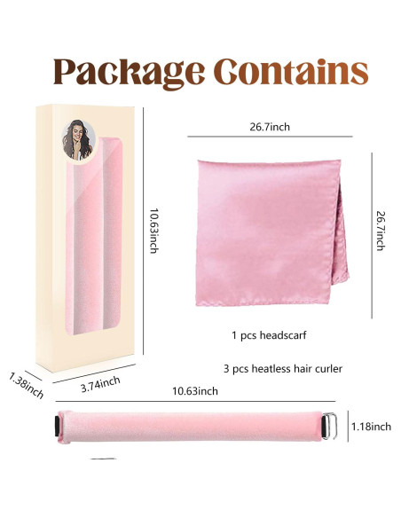 Juego de Rulos Sin Calor Deacocal Rosa 3 Pcs para Dormir