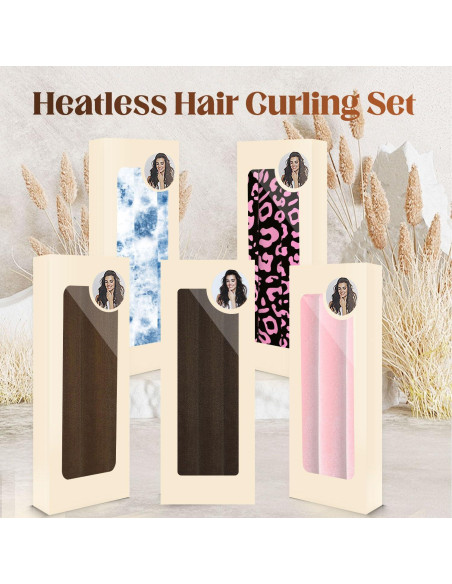 Juego de Rulos Sin Calor Deacocal Rosa 3 Pcs para Dormir