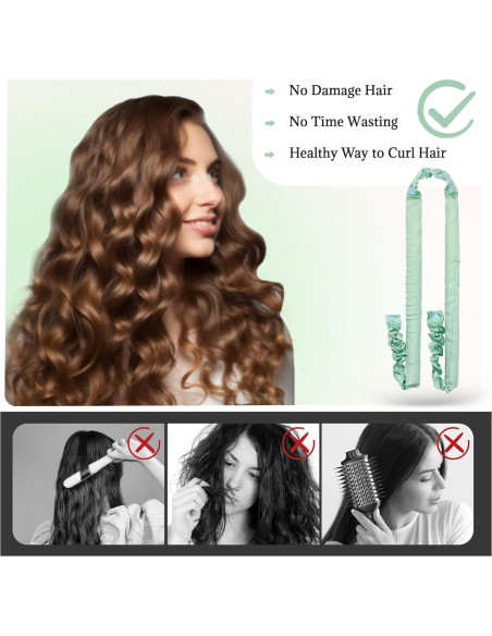 Juego de Rizado Sin Calor BABYSHEEP - Banda de Satén Verde 5 Unidades Juego de Rizado Sin Calor BABYSHEEP - Banda de Satén Verde 5 Unidades