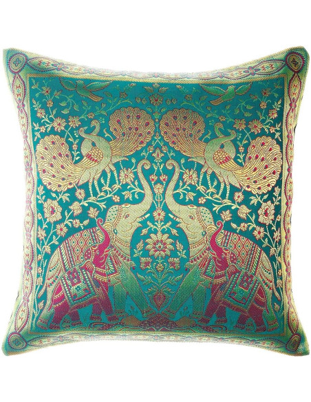 Funda de Cojín Decorativa Avarada Elefante Verde 40x40 cm (2 Unidades) Funda de Cojín Decorativa Avarada Elefante Verde 40x40 cm (2 Unidades)