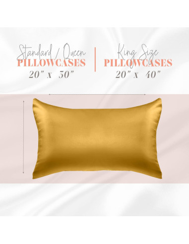 Conjunto de Fundas de Almohada de Satén Elegante 2 Piezas Dorado
