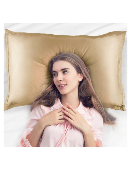 Funda de Almohada de Cobre VEJESIME 70x48cm Oro Antienvejecimiento Funda de Almohada de Cobre VEJESIME 70x48cm Oro Antienvejecimiento