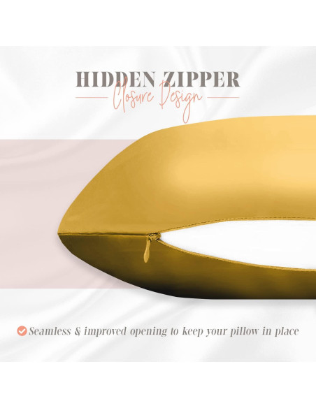 Conjunto de Fundas de Almohada de Satén Elegante 2 Piezas Dorado