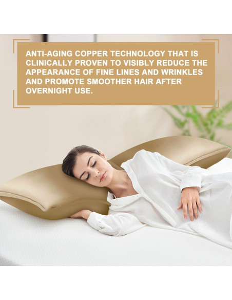 Funda de Almohada de Cobre VEJESIME 70x48cm Oro Antienvejecimiento Funda de Almohada de Cobre VEJESIME 70x48cm Oro Antienvejecimiento