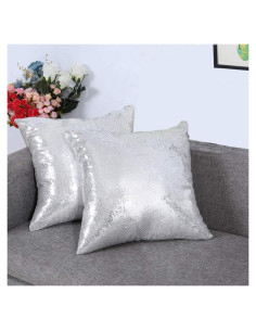 Conjunto de 2 Fundas de Almohada Decorativas Belleza Eterna 45.72 cm Plateadas