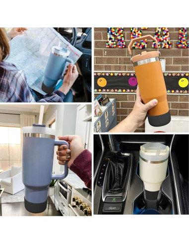 Manga de Silicona AIERSA para Botellas Stanley 2 Pcs Negro