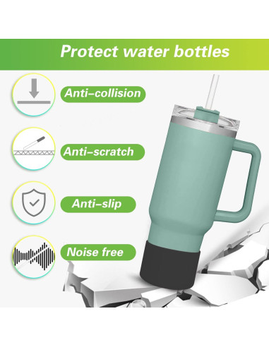 Manga de Silicona AIERSA para Botellas Stanley 2 Pcs Negro